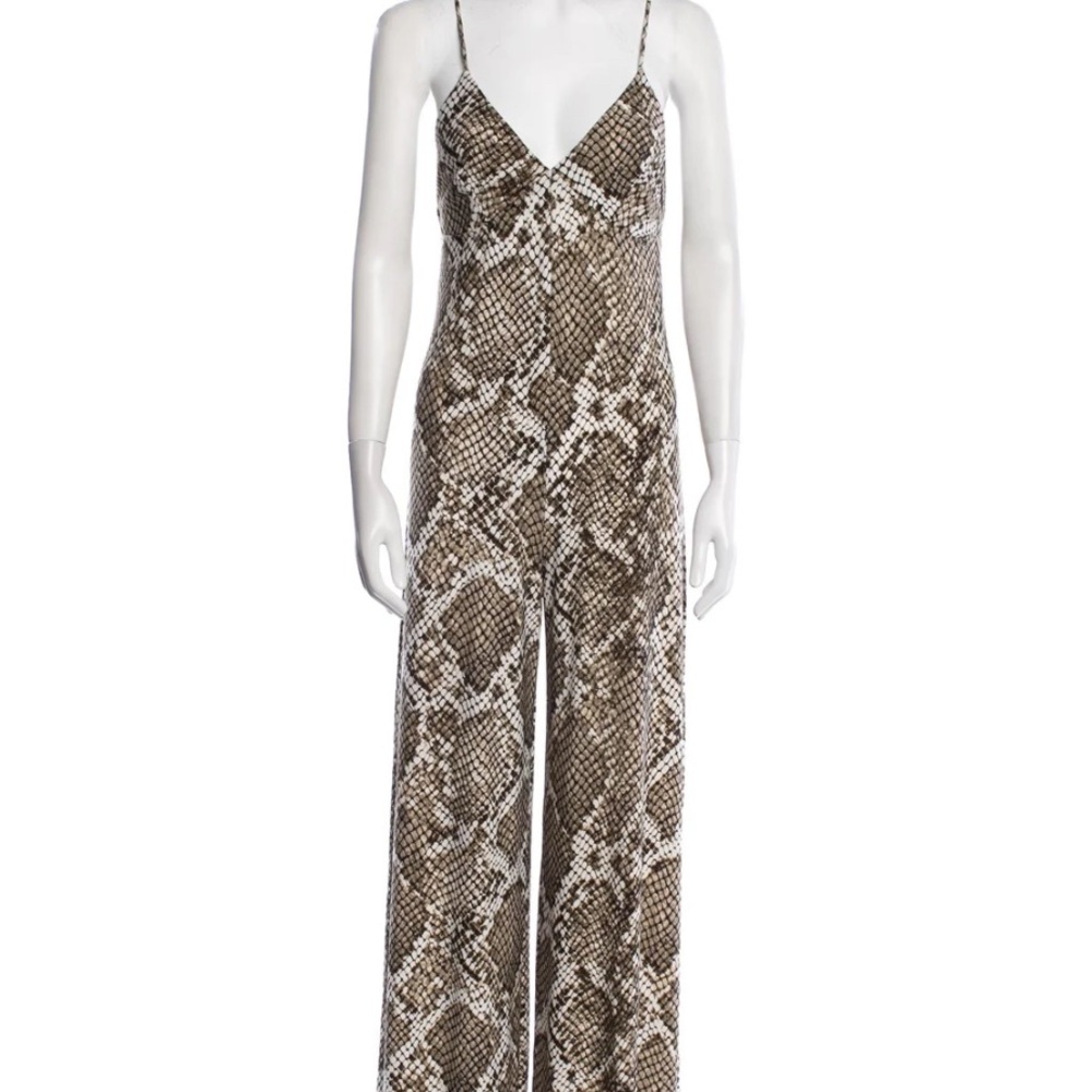 Norma Kamali Brown and Cream Patterned Dress snake print